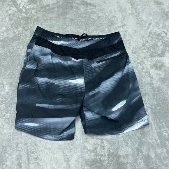 Speedo Mens XL Swim Shorts Black & Gray Pattern Inner Liner a1448 - Picture 3 of 4